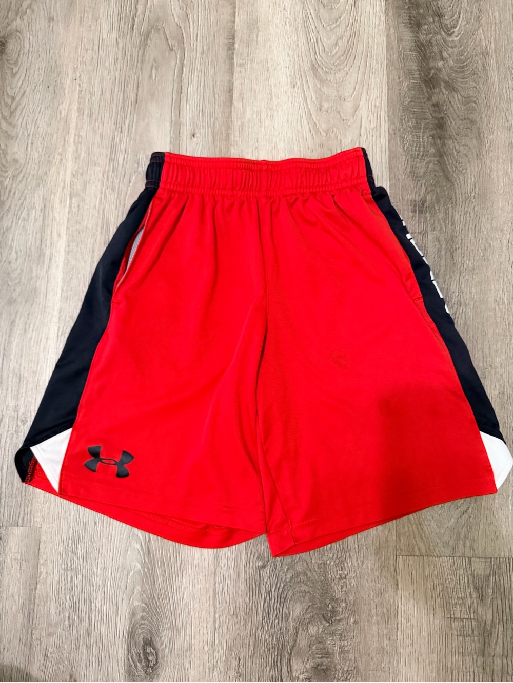 Under Armour Red Shorts with Black & White Accents